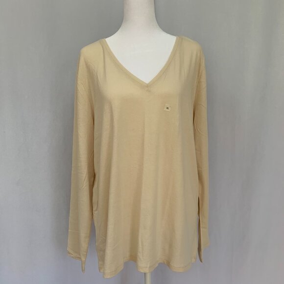 LOFT Cotton V-neck Long Sleeve Tee - Picture 2 of 12